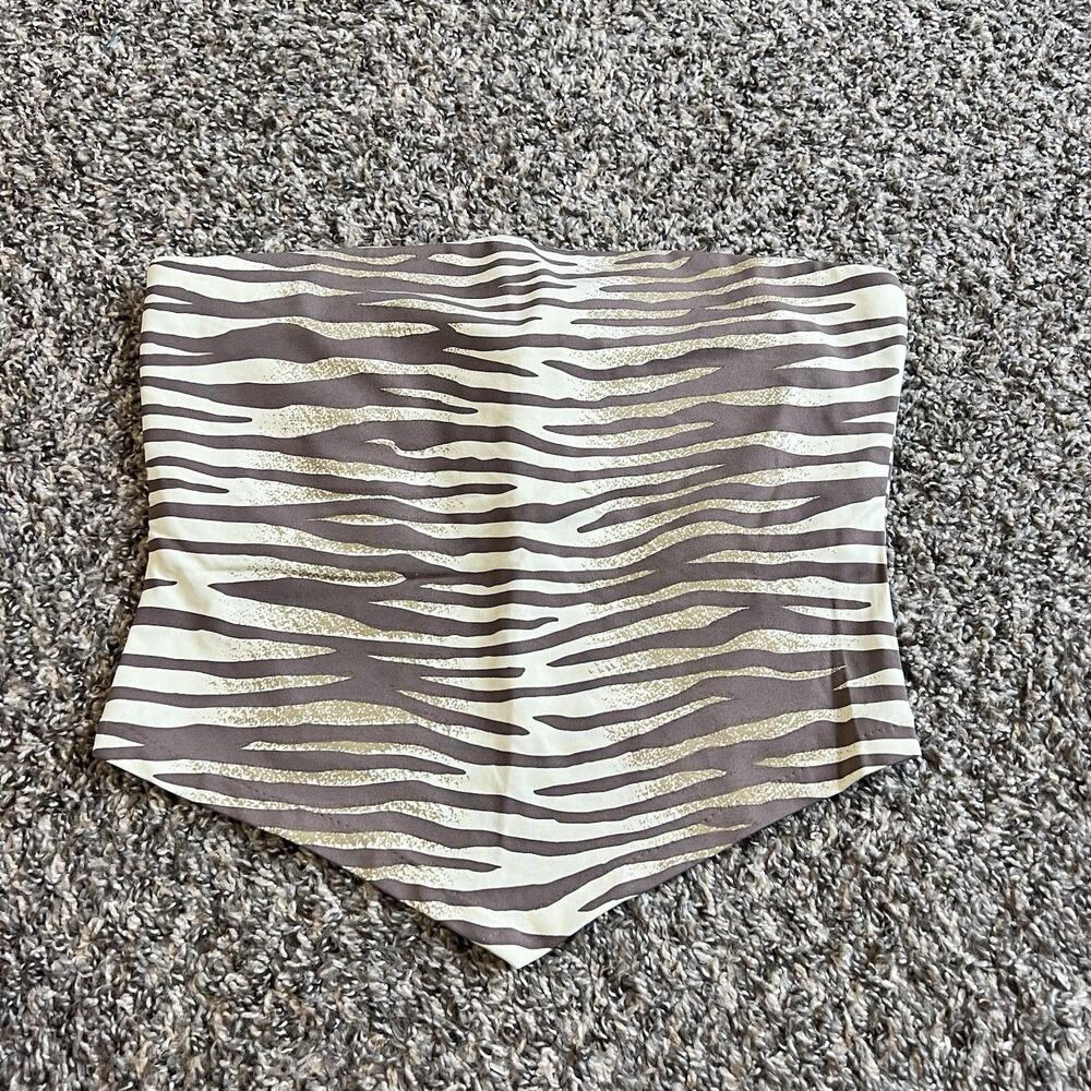 VTG Cache Handkerchief Hem Crop Tube Top Brown Zebra Print M Y2K 90s Stretch NEW